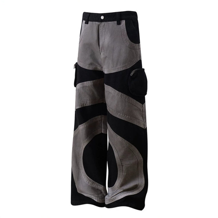 Damen weite Patchwork-Cargo-Culottehose mit aufgesetzten Zipper-Taschen und kontrastnähten Drune