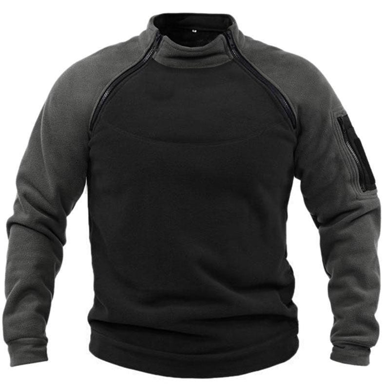 Herren Fleece-Pullover mit hohem Kragen und funktionalen Taschen Drune