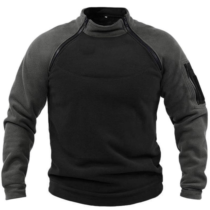 Herren Fleece-Pullover mit hohem Kragen und funktionalen Taschen Drune