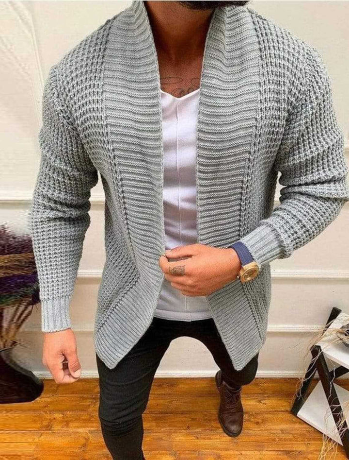 Herren Strickjacke mit tiefem Kragen und strukturiertem Design Drune