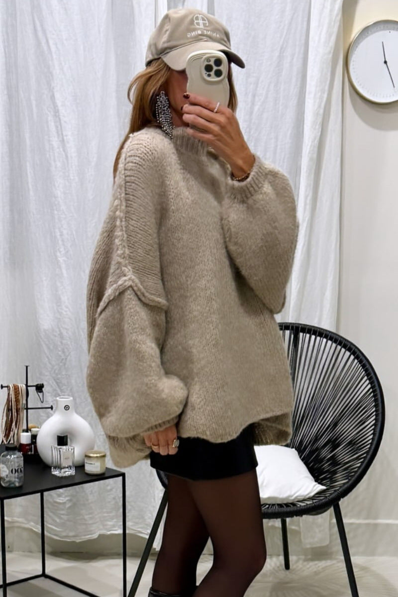 Damen oversized Strickpullover mit gemütlichem Schnitt und modernen Ärmeln Drune