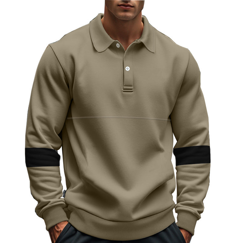 Herren modischer Langarmpullover mit poloartigen Details und kontrastierenden Ärmelbündchen Drune