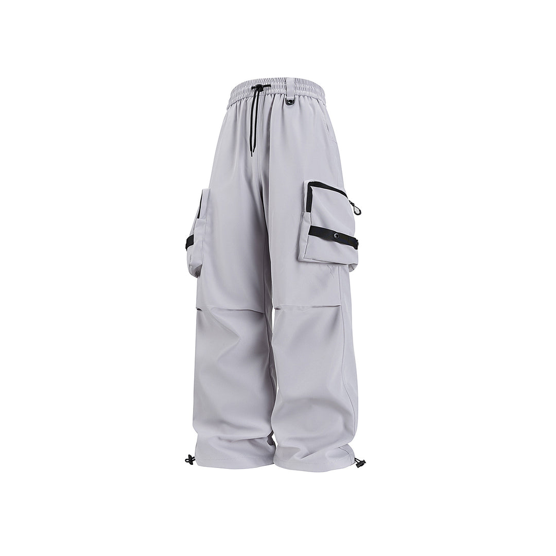 Herren Weite Utility-Cargohose mit großvolumigen Klappentaschen und Kordelzugbund Drune