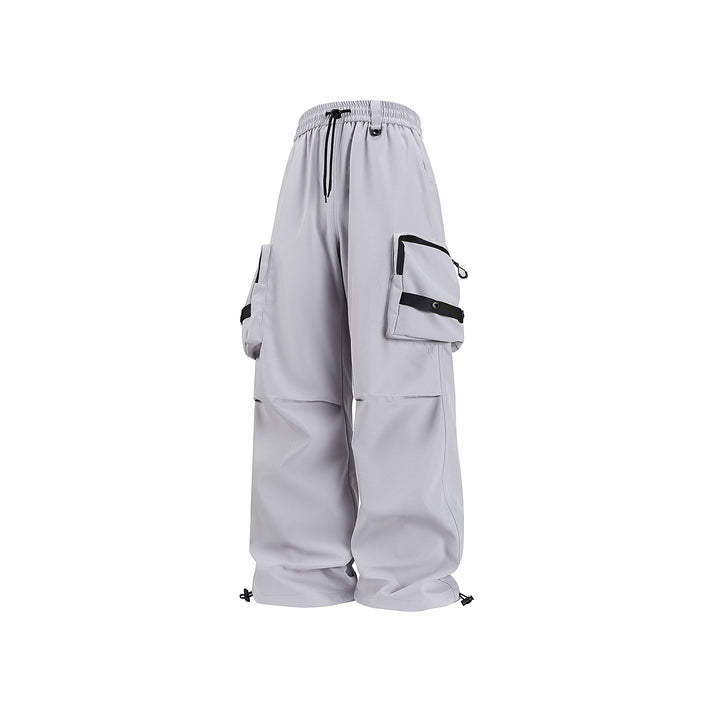 Herren Weite Utility-Cargohose mit großvolumigen Klappentaschen und Kordelzugbund Drune