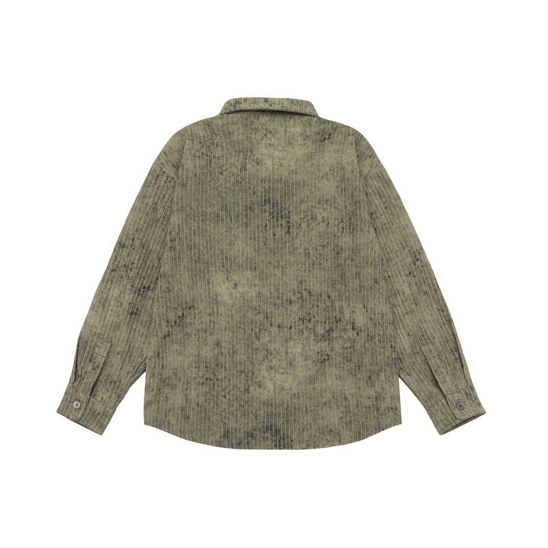Unisex Leichtes Oversize-Hemdjacken-Shirt mit gewaschener Struktur und Brusttasche Drune