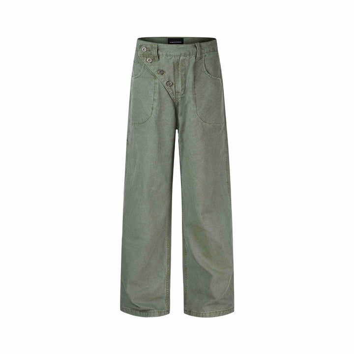 Damen High-Waist Culotte-Hose mit asymmetrischer Knopfleiste Drune