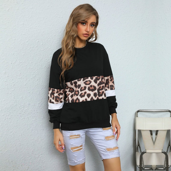Damen Sweatshirt mit Leo‑Print und Colorblock‑Einsatz Drune