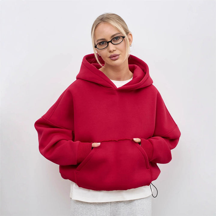Damen Oversize Kapuzensweatshirt mit Taschen und weichem Material Drune