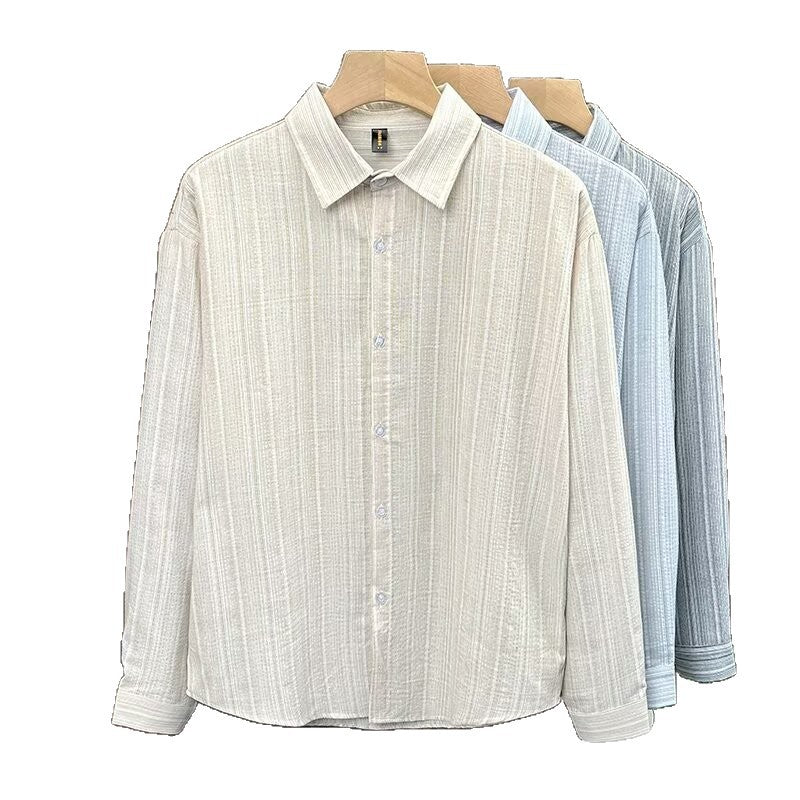 Herren Elegant gestreiftes Langarmhemd Drune
