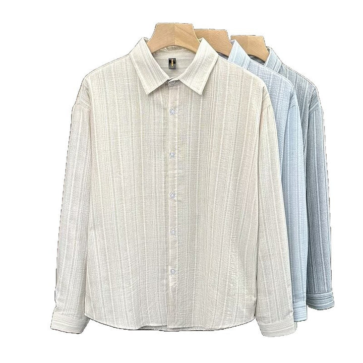 Herren Elegant gestreiftes Langarmhemd Drune
