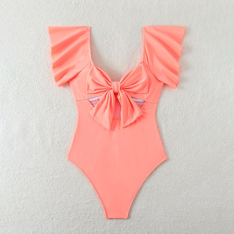 Damen eleganter Einteiler Badeanzug mit Rüschendetails Drune