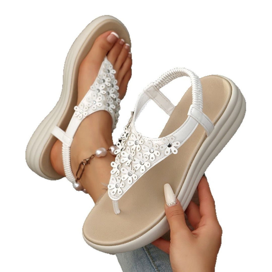 Damen Mode-Sandalen mit floralem Detail und gepolsterter Sohle Drune