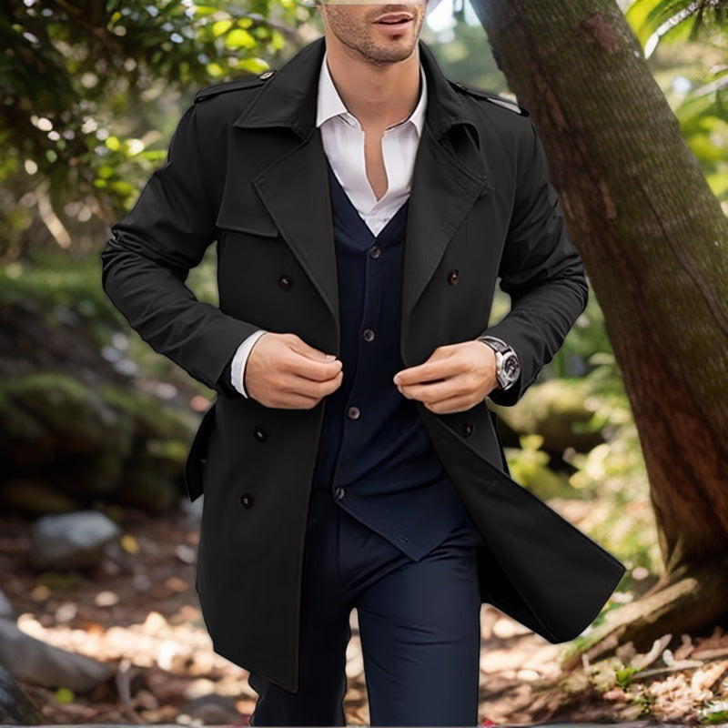 Herren klassischer Trenchcoat im zeitlosen Design mit knöpfbaren Taschen Drune