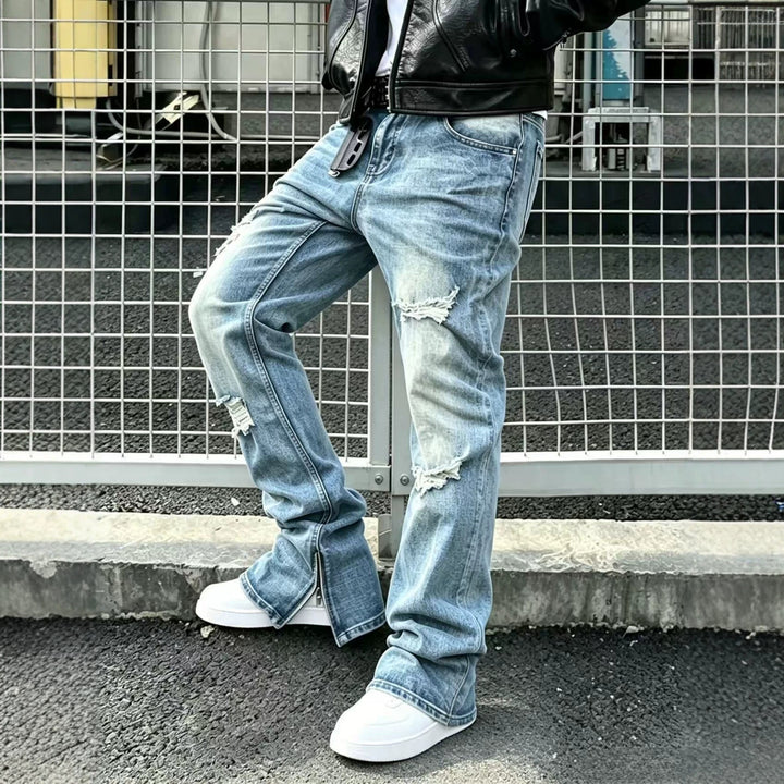 Herren Flared Jeans mit Reißverschluss Drune
