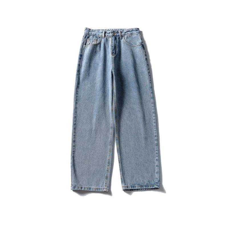 Damen Weitgeschnittene High-Waist Denim-Jeans mit geradem Bein Drune