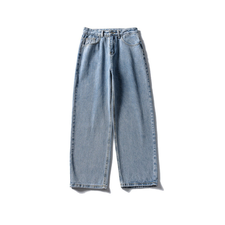 Damen Weitgeschnittene High-Waist Denim-Jeans mit geradem Bein Drune