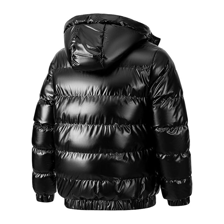 Herren Glänzende wattierte Pufferjacke mit Kapuze, wasserabweisender Hülle & Stehkragen Drune