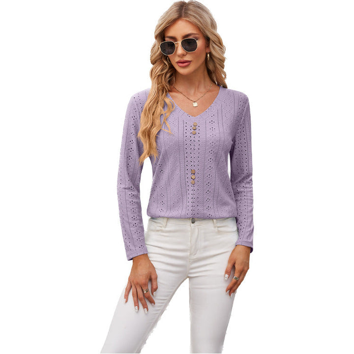 Damen luftiges Blusenshirt mit Knopfdetails Drune