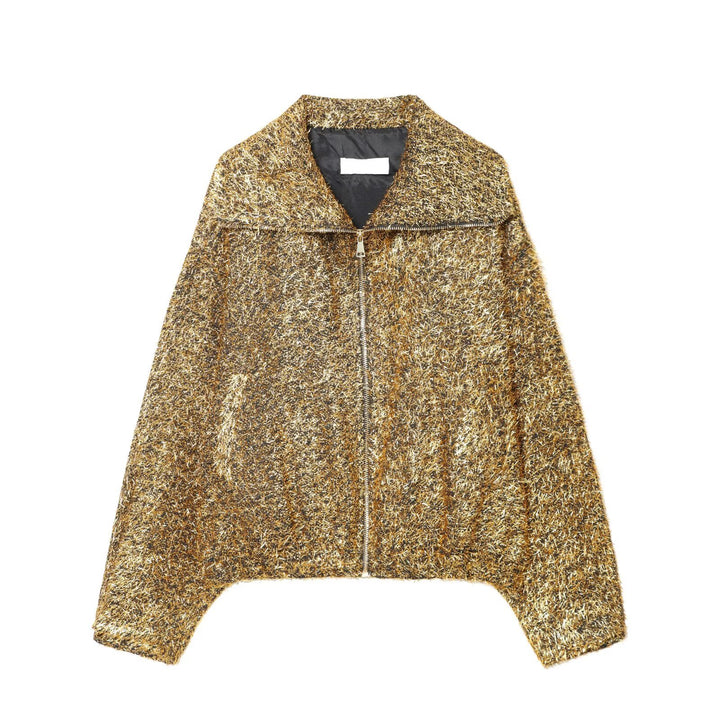 Damen Kurz geschnittener Bouclé-Blouson mit Metallic-Effekt und durchgehendem Reißverschluss Drune