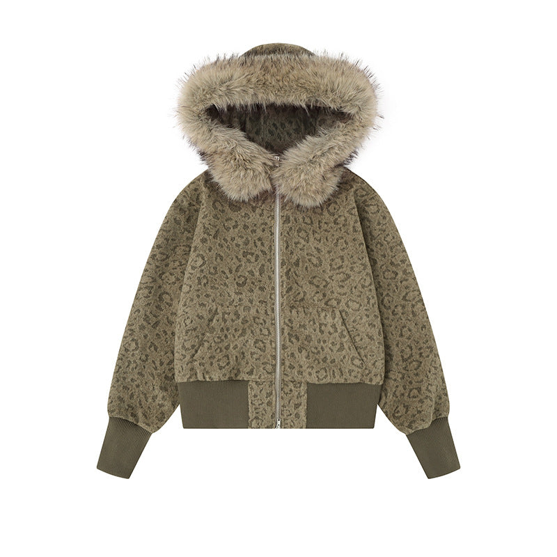 Damen Teddy-Fleece Bomberjacke mit Kapuze und Kunstfellbesatz Drune