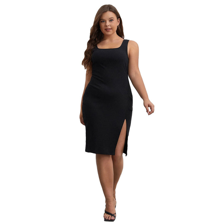 Damen Schickes Minikleid mit tiefem V-Ausschnitt und seitlichem Schlitz Drune