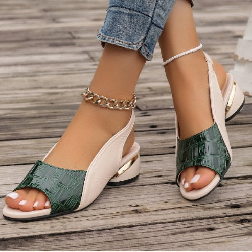 Damen Slingback Sandalen mit eleganter Blockabsatzkonstruktion und atmungsaktiver Netzoberfläche Drune
