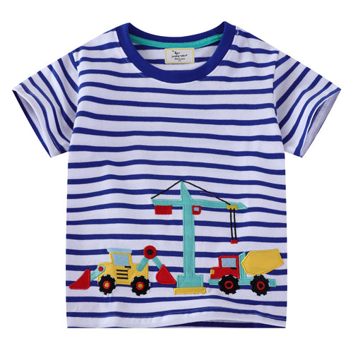 Unisex Baumwoll-T-Shirt mit buntem Baustellenmotiv Drune