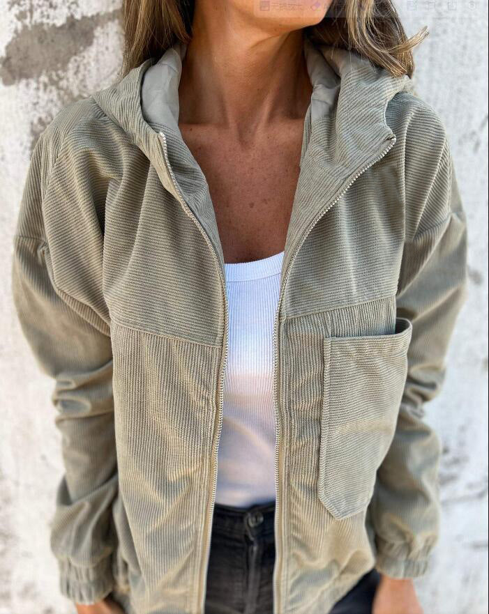 Drune | Minimalistische Cordhosen Hoodie Jacke