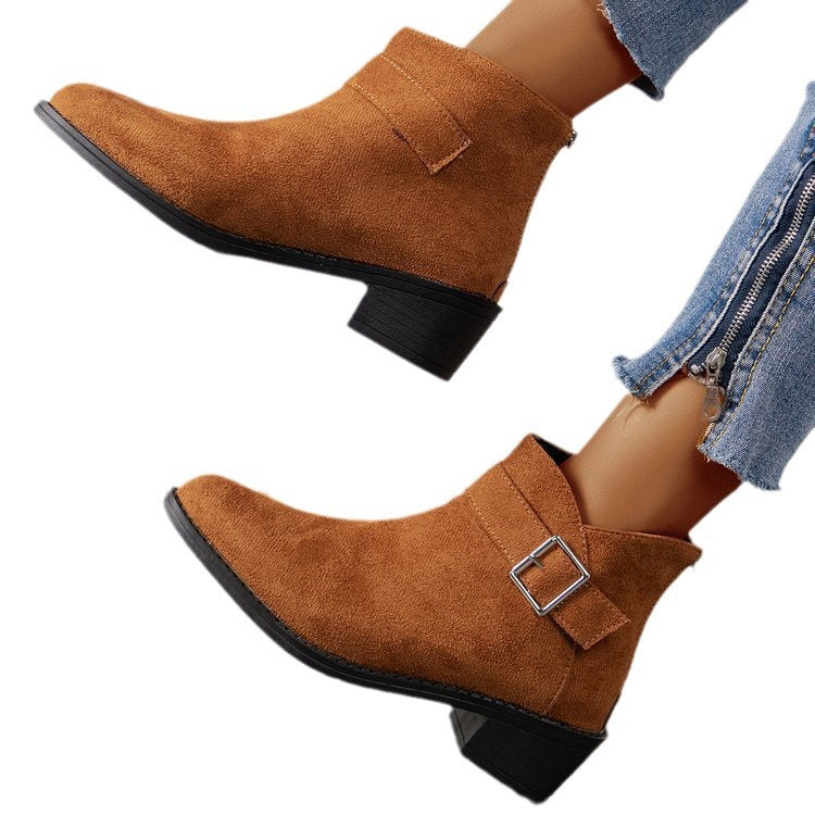 Damen Stiefeletten mit modischem Schnallen-Detail und komfortablem Blockabsatz Drune