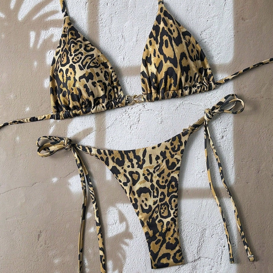 Damen Triangel-Bikini mit aufregendem Leopardenmuster Drune