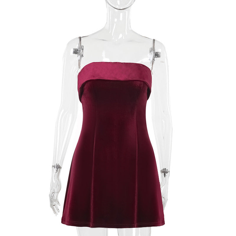 Damen Bustier Minikleid aus weichem Samt Drune