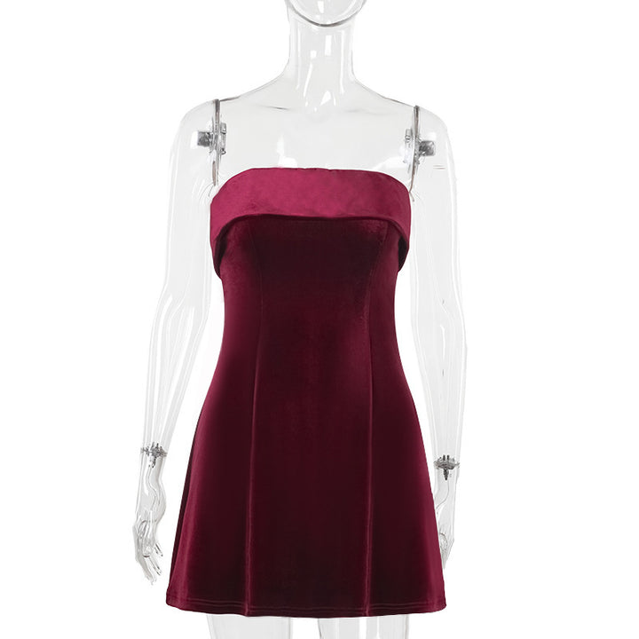 Damen Bustier Minikleid aus weichem Samt Drune