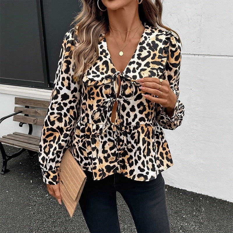 Damen Verspielte Leopardenbluse Drune