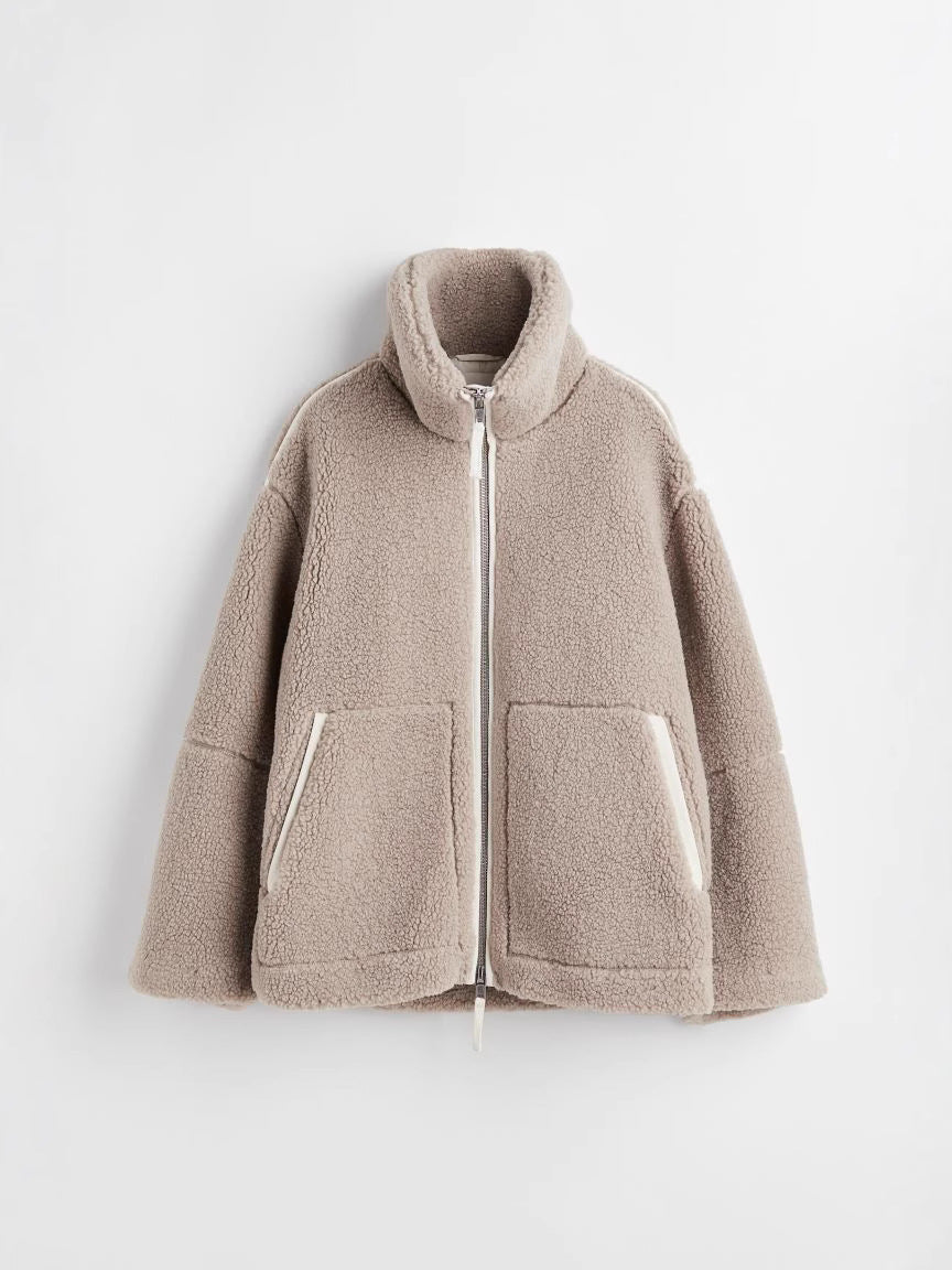 Drune | Damen Teddyjacke Warm Oversized Mit Reißverschluss