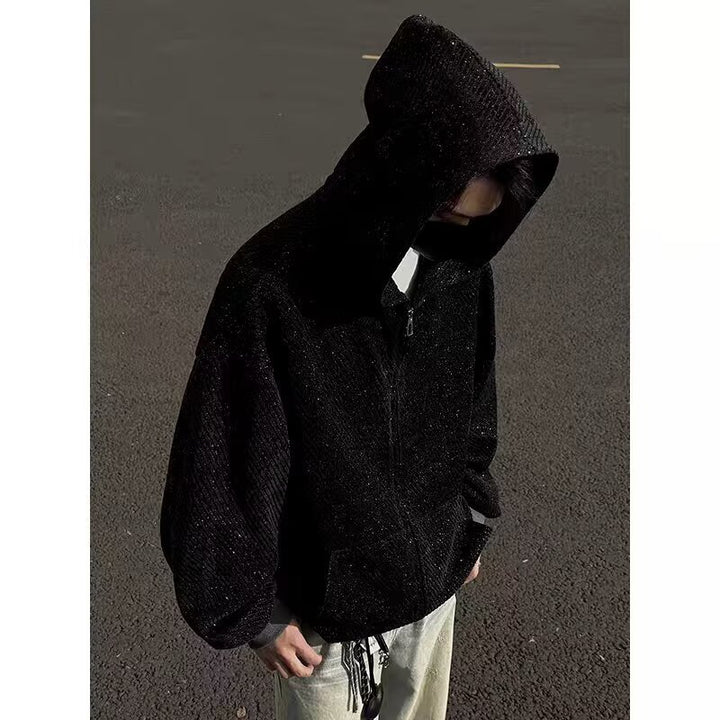 Unisex Oversized Strick-Kapuzenjacke mit Allover-Strukturmuster und Eingrifftaschen Drune
