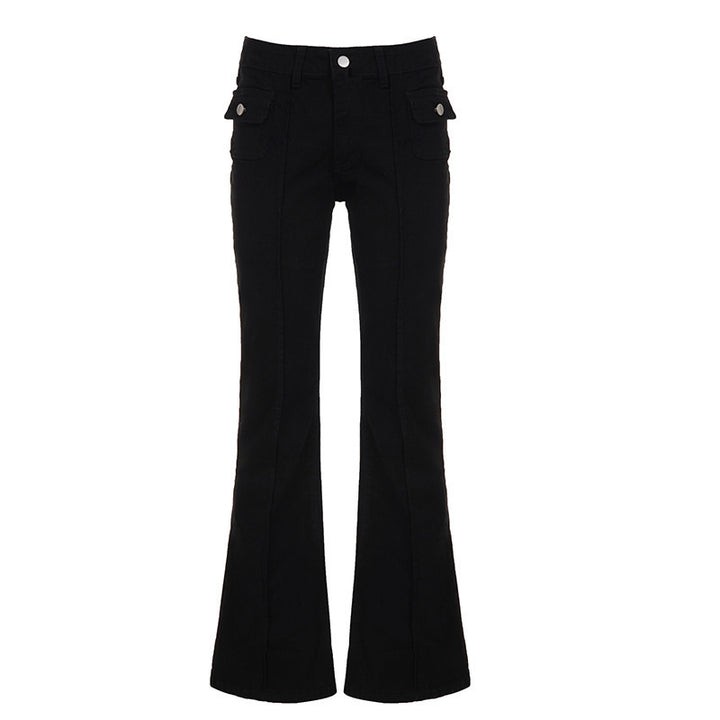 Damen High‑Waist Schlaghose mit Ziernaht und Klappentaschen Drune