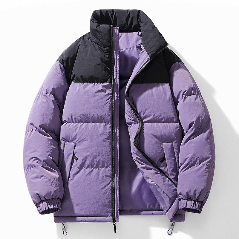 Herren gesteppte Thermo-Steppjacke mit hohem Stehkragen, Zwei-Wege-Reißverschluss und Kordelzugsaum Drune