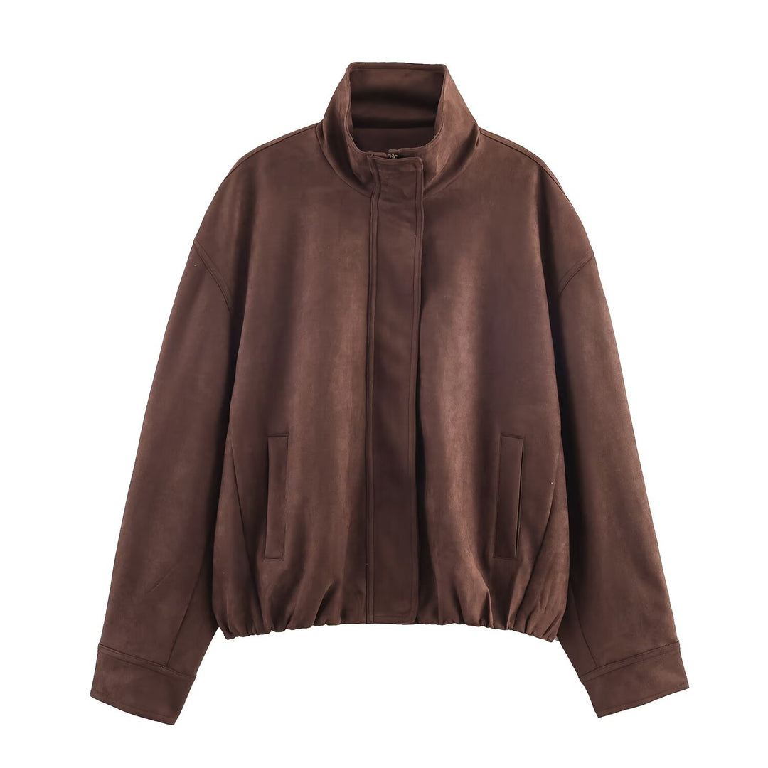Damen elegante Steppjacke mit hohem Kragen und praktischen Taschen Drune