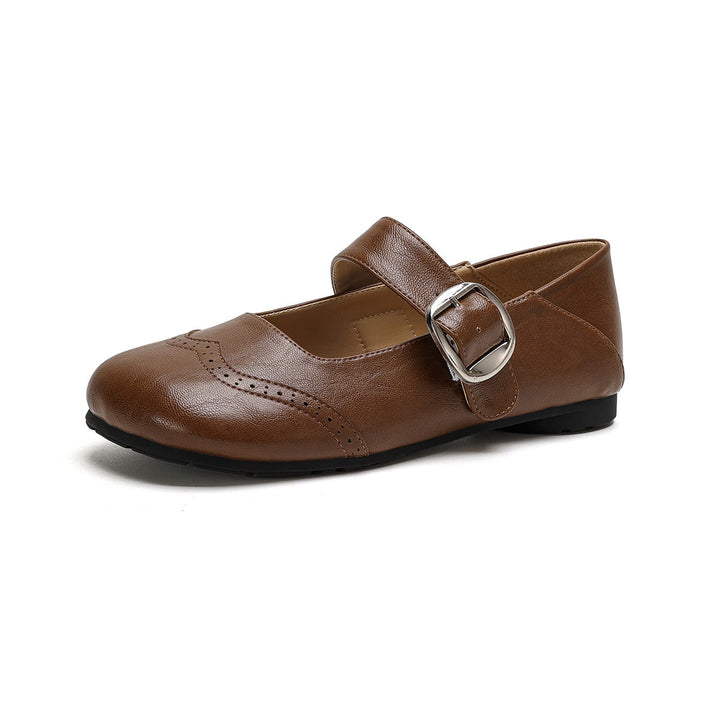 Damen Ballerinas mit verstellbarem Riemen und eleganter Schnalle Drune