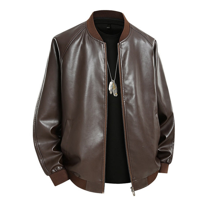 Herren Modische Leder Bomberjacke Drune