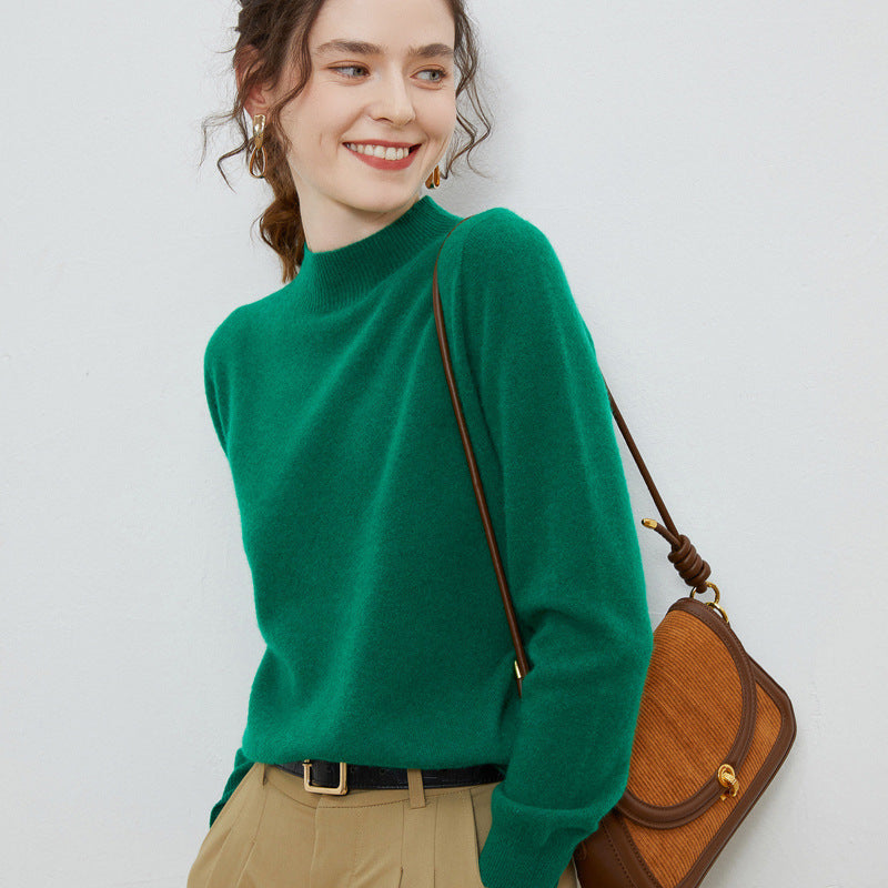 Damen weicher Feinstrick-Mockneckpullover mit Angora‑Look und legerer Silhouette Drune