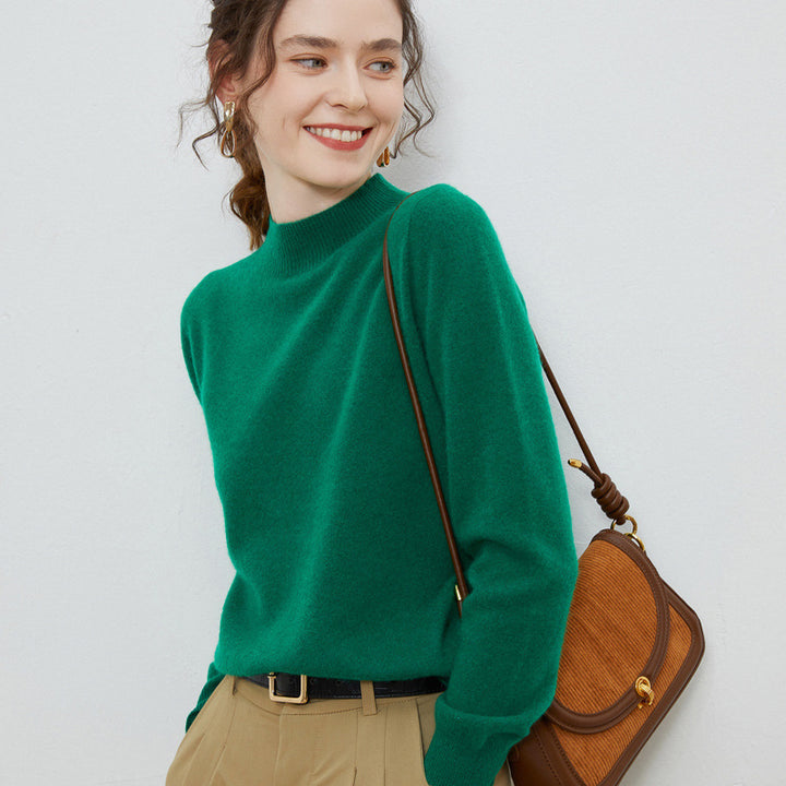 Damen weicher Feinstrick-Mockneckpullover mit Angora‑Look und legerer Silhouette Drune