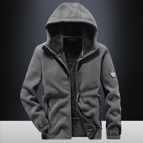 Herren Kapuzen-Fleecejacke mit Teddy-Innenfutter und Reißverschlusstaschen Drune