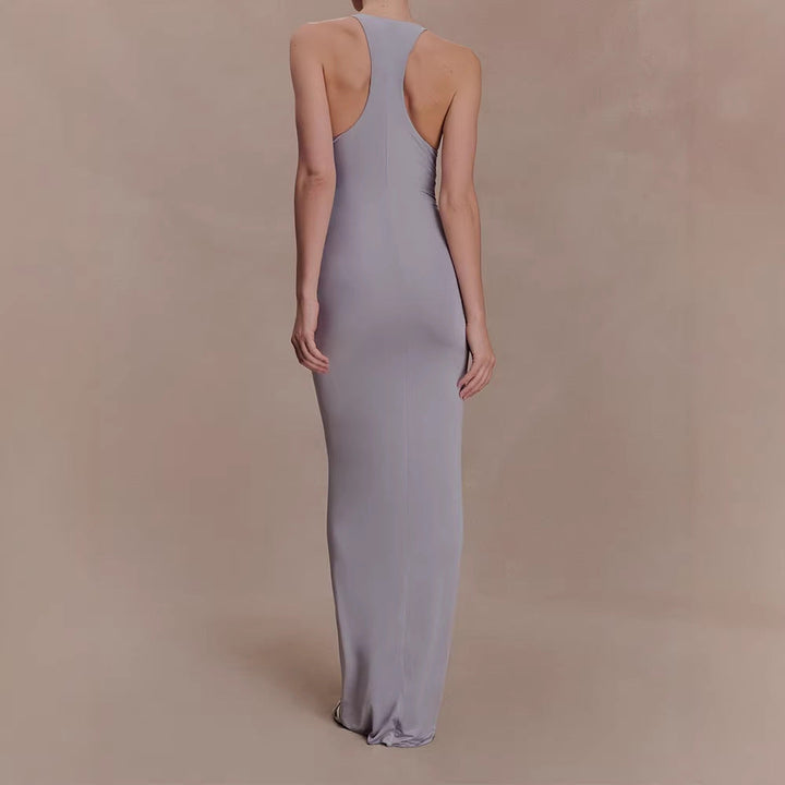 Damen Hochwertiges Abendkleid mit tiefem V-Ausschnitt und Raffungen Drune
