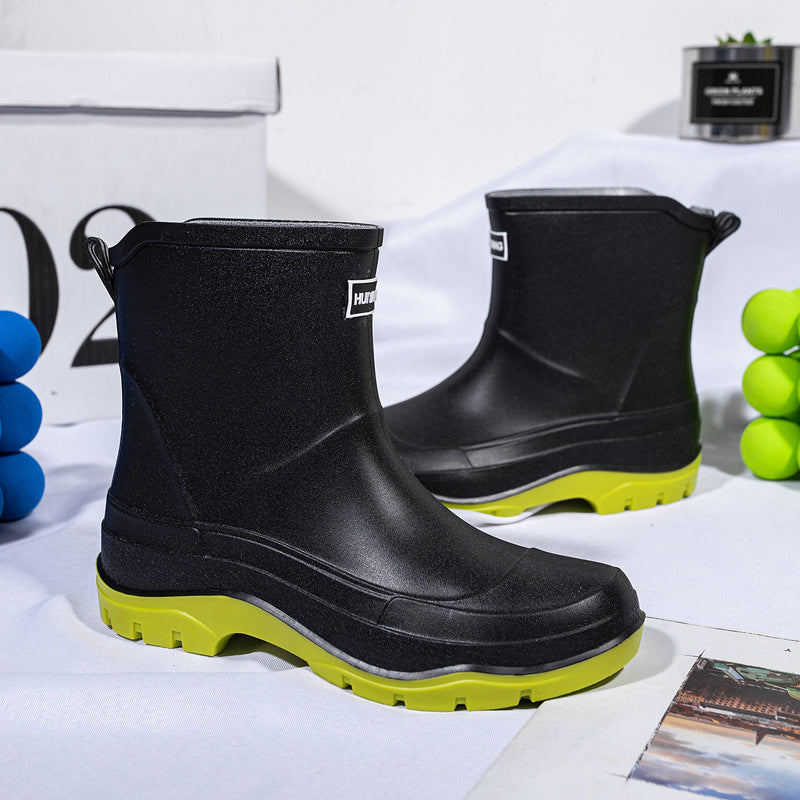Herren Kurzschaftige Neongummierte Outdoor-Gummistiefelette mit stoßdämpfender Profilsohle Drune