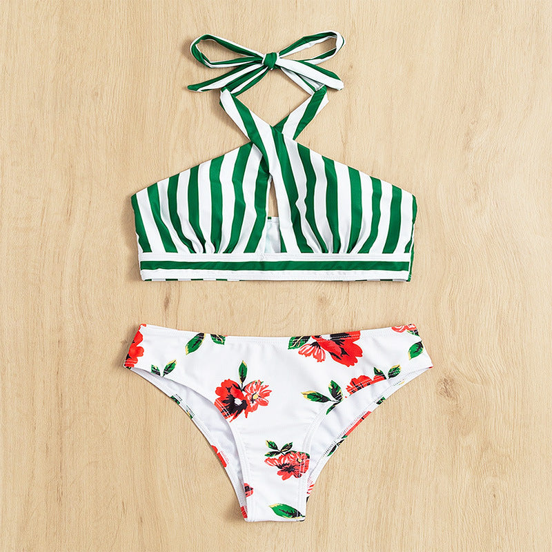 Damen Hoch tailliertes Bikini-Set mit asymmetrischem Oberteil Drune