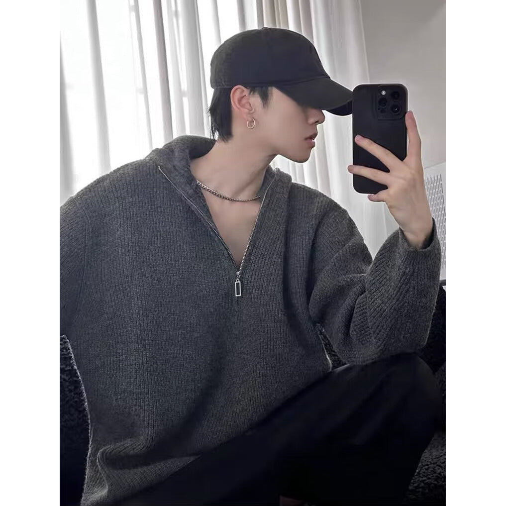Herren Cozy Grobstrickpullover mit Reißverschluss Drune