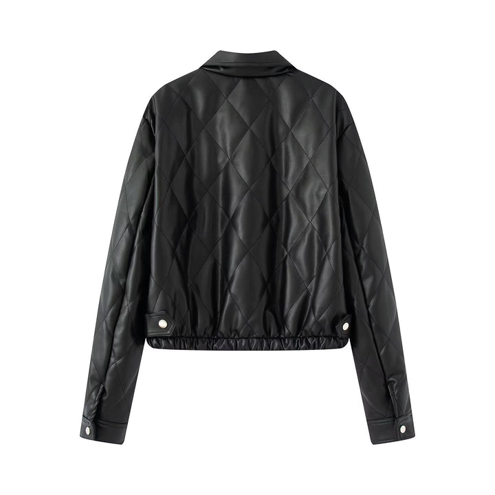 Damen Kurzjacke gesteppt mit Hemdkragen und Druckknopfverschluss Drune