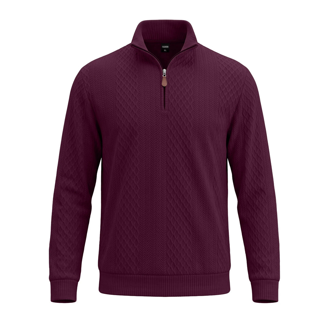 Herren Strickpullover mit halbem Reißverschluss und strukturierter Zopfoptik Drune