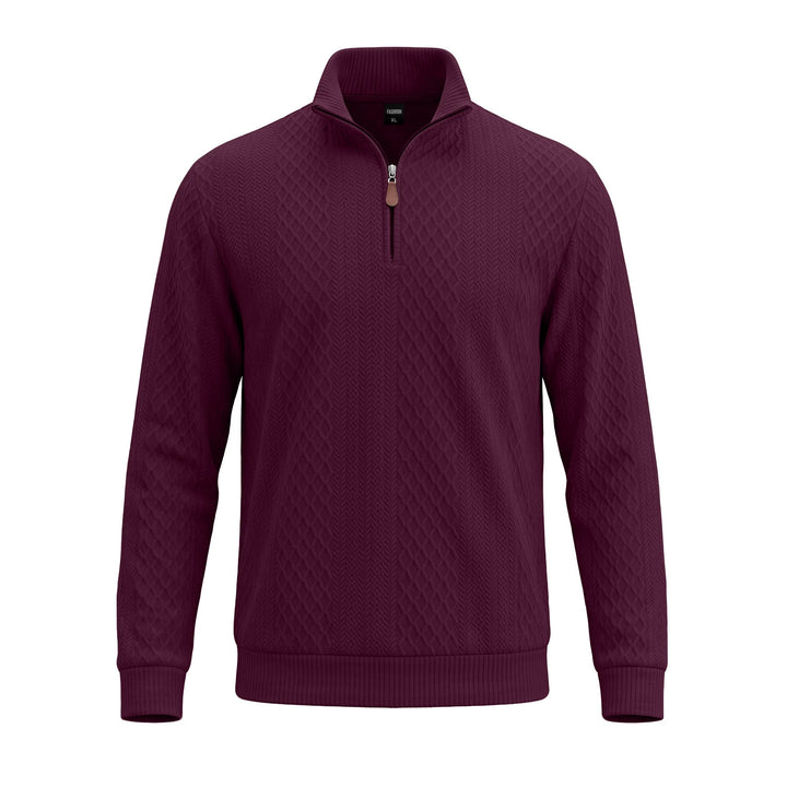 Herren Strickpullover mit halbem Reißverschluss und strukturierter Zopfoptik Drune